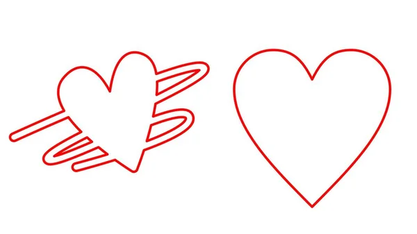 情人节红心矢量图解 两颗红心被白色隔离了 情人节贺卡的模板 情人的浪漫标志 — 图库照片