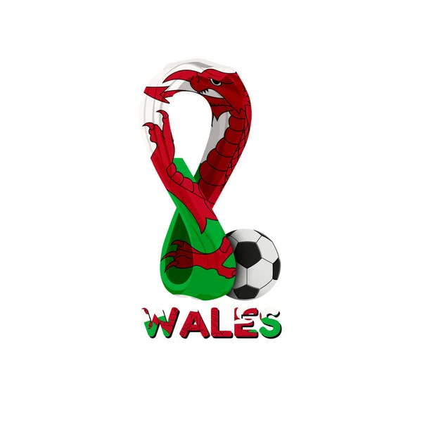 Coupe Monde Qatar 2022 Drapeau Pays Galles — Image vectorielle