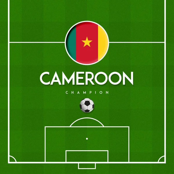 Football Field World Cup Qatar 2022 Avec Pays Flag Cameroon — Image vectorielle
