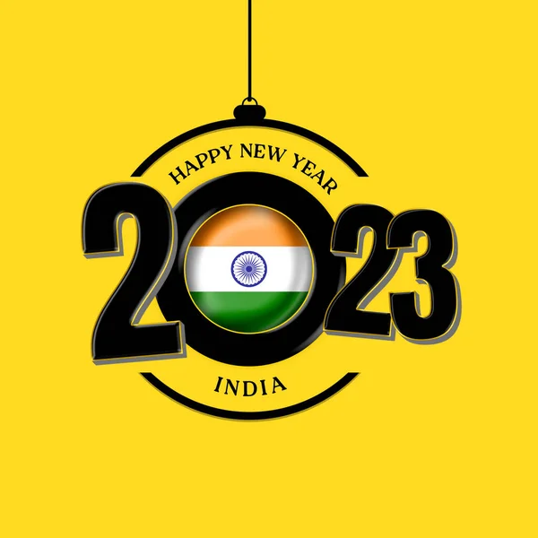 Ευτυχισμένο Νέο Έτος 2023 Σημαία Την Ινδία — Διανυσματικό Αρχείο