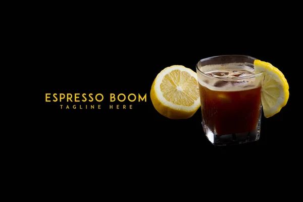 Bebida Espresso Boom Para Lista Menús Del Café — Vector de stock