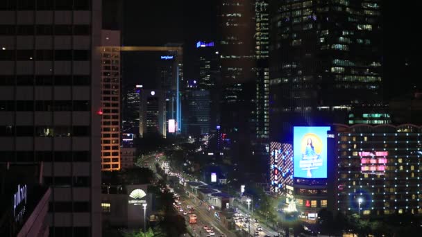 Skyline Night Jakarta Indonesia — Stockvideo