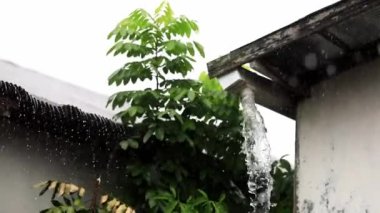 Evin önündeki serin, yağmurlu atmosfer