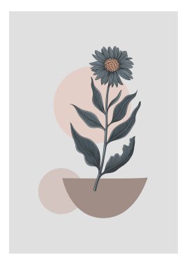 El çizimi düz tasarım duvar sanatı