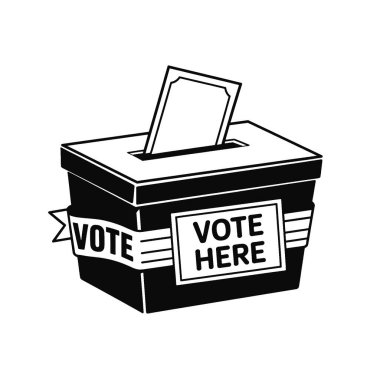 beyaz arkaplanda izole edilmiş oy pusulası çizimi.