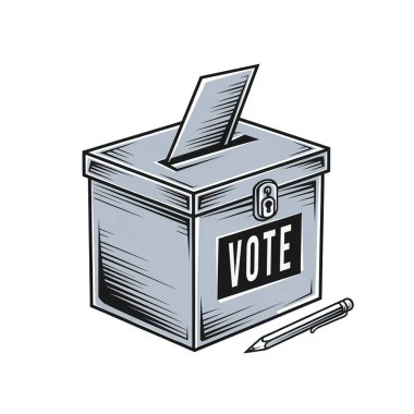 beyaz arkaplanda izole edilmiş oy pusulası çizimi.