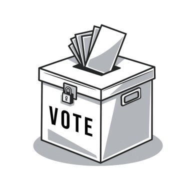 beyaz arkaplanda izole edilmiş oy pusulası çizimi.