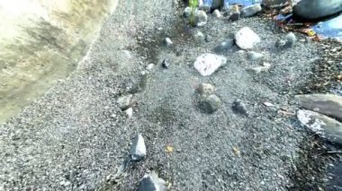  Taş ve çakıl taşlı nehir kıyısı. Yüksek kalite 4k görüntü