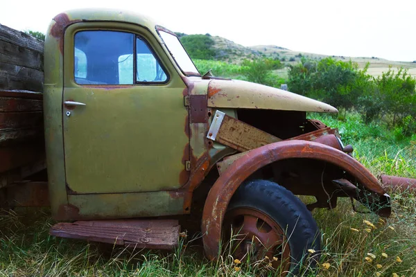 Parte Delantera Cabina Camión Oxidado Abandonado Marca Desconocida — Foto de Stock