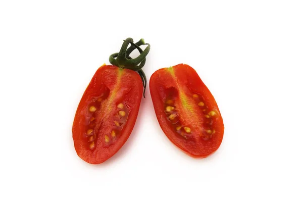 Sliced Cherry Tomato White Background Close — Stock Photo, Image