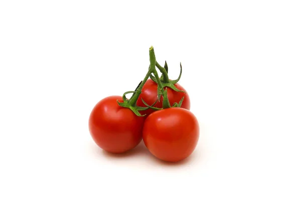 Tomates Cerises Sur Fond Blanc Profondeur Champ Faible — Photo
