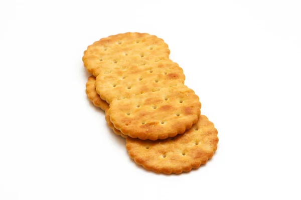 Oval Crackers White Background Close — Stock Photo, Image