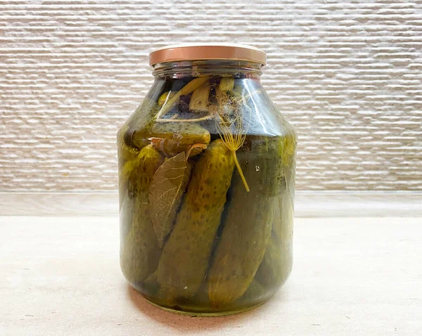 Cucumber Pickle Glass Jar — Stock Photo, Image
