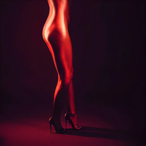 Girl Beautiful Legs Standing Sideways — Stock Photo, Image