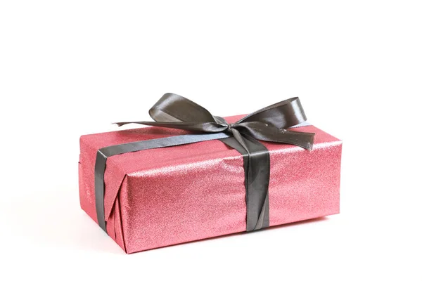 Geschenkkarton Mit Rötlichem Kraftpapier Mit Grauem Band Versiegelt — Stockfoto