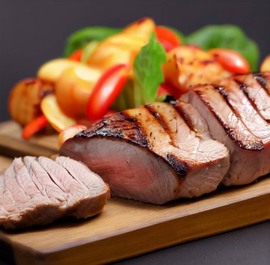 Fried pork tenderloin for the festive table. Shallow depth of field