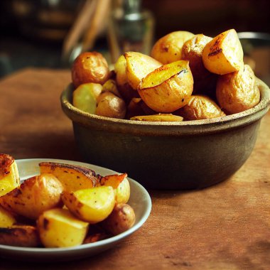 Rustic baked potatoes in Minsk. Close-up