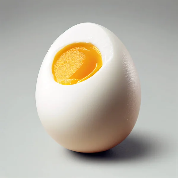an undercooked or hard-boiled egg with a yolk appearance. Close-up