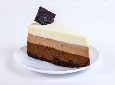 Souffl dessert. A piece of cake on a white background. Shallow depth of field