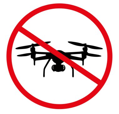 Template or sign prohibiting the use of drones. Flat vector illustration of a no-fly zone warning sign