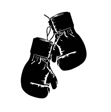 Template of black boxing gloves isolated on white background. Flat vector illustration of boxing gloves isolated on white background