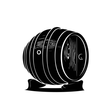 Black silhouette of a barrel on a white background. Vector illustration of a wooden barrel