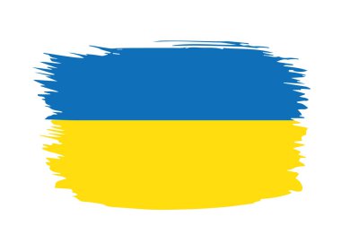Worn or shabby Ukrainian flag template. Flat vector illustration of Ukrainian flag