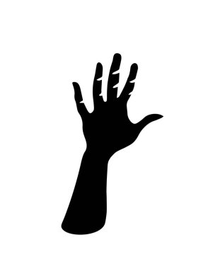 Black silhouette of a human palm on a white background. Hand vector illustration