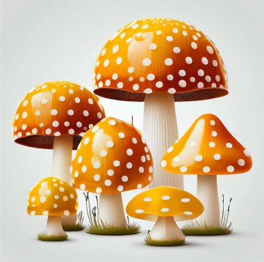 Cartoon mushrooms. Vector illustration, print for background, print on fabric, paper, wallpaper, packaging.