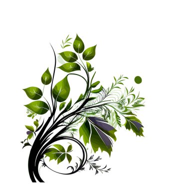 Cartoon plant, green foliage. Vector illustration, print for background, print on fabric, paper, wallpaper, packaging.