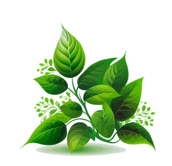 Cartoon plant, green foliage. Vector illustration, print for background, print on fabric, paper, wallpaper, packaging.