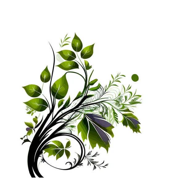 Planta Dibujos Animados Follaje Verde Ilustración Vectorial Impresión Fondo Impresión — Vector de stock