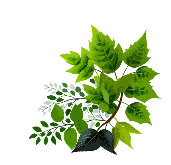漫画の植物 緑の葉 ベクトルイラスト 背景のための印刷 生地に印刷 パッケージ — ストックベクタ