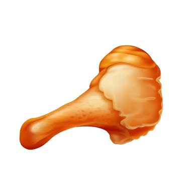 Beyaz arka planda kızarmış tavuk budu. Bir tavuk bacağının vektör çizimi.