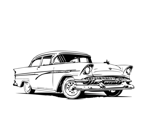 stock vector The contour image of a retro car on a white background. Vector illustration