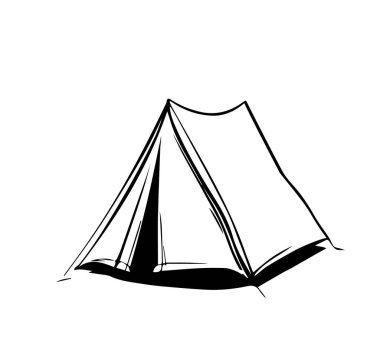 Beyaz arka planda çift çadır manzarası. Çadır vektör illüstrasyonu