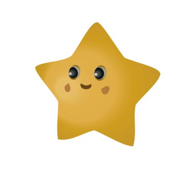 Boyalı gülüşlü bir yıldızın çizgi film görüntüsü. Vektör illüstrasyonu