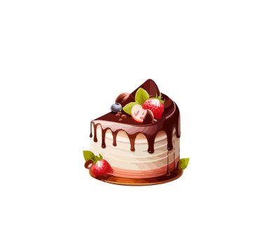 Kremalı bir doğum günü pastası. Doğum günün kutlu olsun tebrik kartı tasarımı. Vektör illüstrasyonu