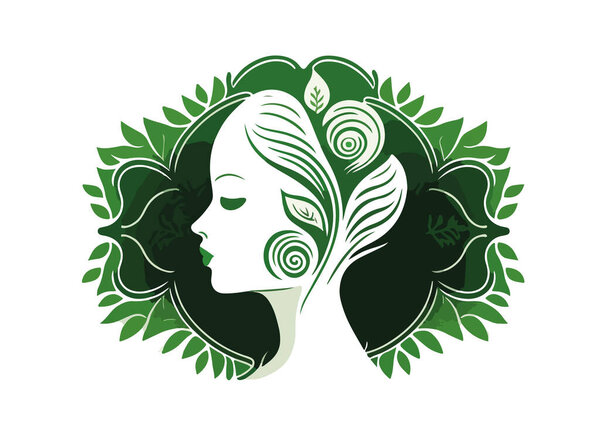 Spa logo or emblem in green tones. Vector illustration
