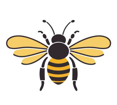 Beyaz arka planda çizgi film arısı yansıması. Vektör illüstrasyonu, arkaplan için baskı, kumaş, kağıt, duvar kağıdı, ambalaj.