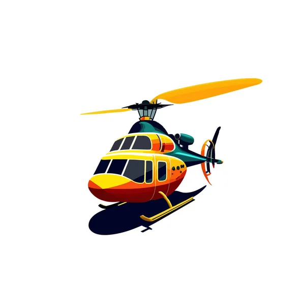 Helicóptero Dibujos Animados Amarillo Ilustración Vectorial — Vector de stock