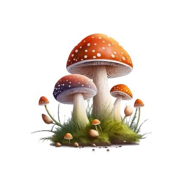 Cartoon mushrooms. Vector illustration, print for background, print on fabric, paper, wallpaper, packaging.