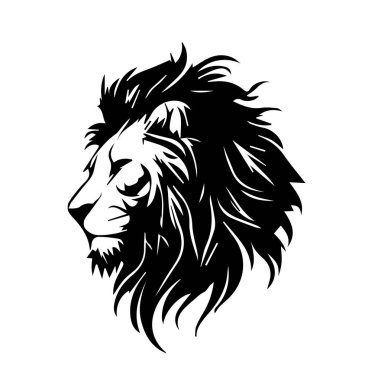 Bir aslanın siyah beyaz portresi. Vektör illüstrasyonu