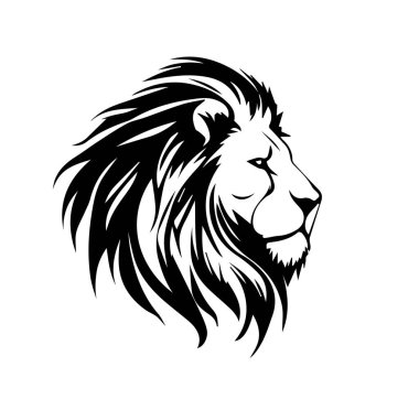 Bir aslanın siyah beyaz portresi. Vektör illüstrasyonu