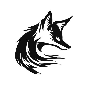 Beyaz arkaplanda izole edilmiş tilki portresinin düz vektör çizimi