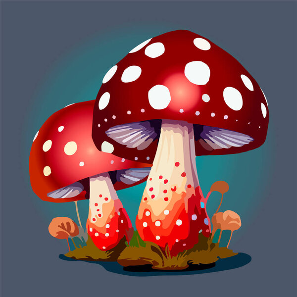 Cartoon mushrooms. Vector illustration, print for background, print on fabric, paper, wallpaper, packaging.