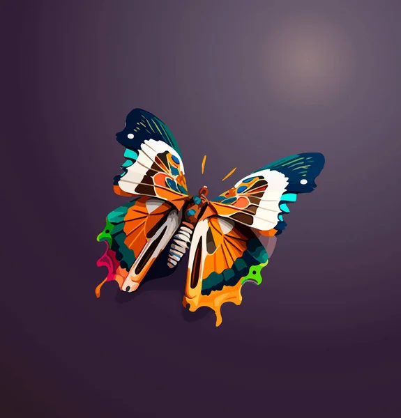 Karikaturfarbener Schmetterling Mit Ausgebreiteten Flügeln Vektorillustration — Stockvektor