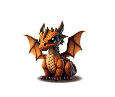 Cartoon image of an orange dragon on a white background. Vector illustration clipart