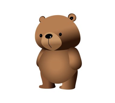 Beyaz arka planda renkli boyanmış oyuncak ayı çizgi filmi. Vektör illüstrasyonu