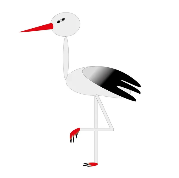 Cartoon Heron Isolated White Background Vector Illustration — Stock Vector